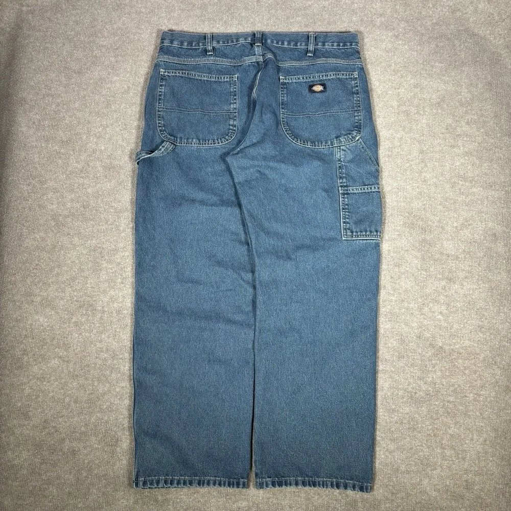 Vintage Dickies Jeans Mens 37x29 Relaxed Fit Blue Denim Carpenter Workwear Baggy